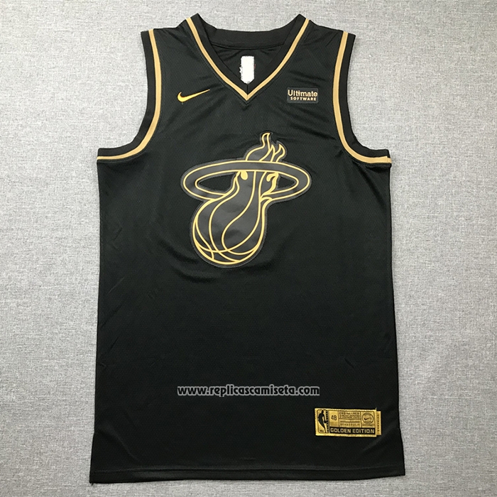 Camiseta Golden Edition Miami Heat Dwyane Wade #3 Negro